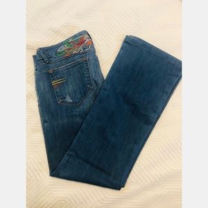 Indie Brand Jeans w/ Embroidered Waist (back side)